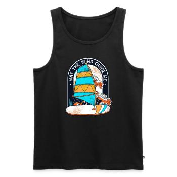 Que le vent me guide Surfeur Sports nautiques - Débardeur bio Premium Homme - noir - Devant - Michal (187cm)