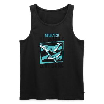Accro à l'observation des baleines Cétacé Cachalot Baleine - Débardeur bio Premium Homme - noir - Devant - AI Model Male 178 light (178cm)