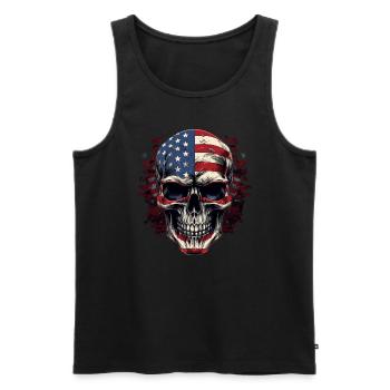 Skull USA - America Skull - Men's Premium Organic Tank Top - black - Front - AI Model Male 178 light (178cm)