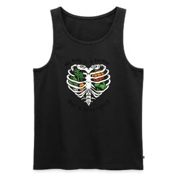 Mein Körper ist ein Garten, kein Friedhof Veganer Veganismus - Männer Premium Bio Tank Top - Schwarz - Vorne - Michal (187cm)