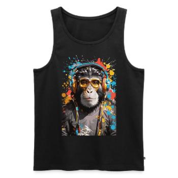 DJ monkey Affen Graffiti Design - Männer Premium Bio Tank Top - Schwarz - Vorne - AI Model Male 178 light (178cm)