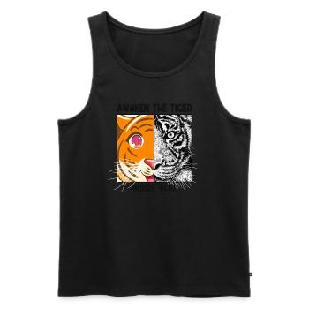 Awaken The Tiger Inside You Raubkatze Sibirischer - Männer Premium Bio Tank Top - Schwarz - Vorne - AI Model Male 178 light (178cm)