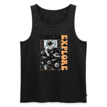 Time To Explore Spaceship Taikonaut Cosmonaut - Men's Premium Organic Tank Top - black - Front - Michal (187cm)