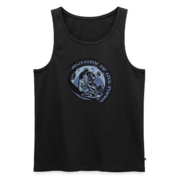 Skating To The Moon Cosmonaut Spaceship - Men's Premium Organic Tank Top - black - Front - AI Model Male 178 light (178cm)