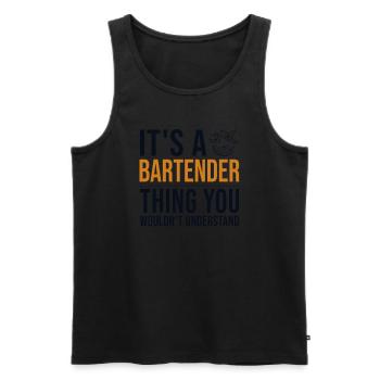 C’est un truc de barman Barman Barman Barmaid - Débardeur bio Premium Homme - noir - Devant - AI Model Male 178 light (178cm)