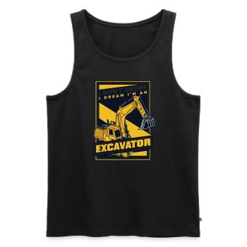 I Dream I'm An Excavator Excavator Seilbagger - Männer Premium Bio Tank Top - Schwarz - Vorne - AI Model Male 178 light (178cm)