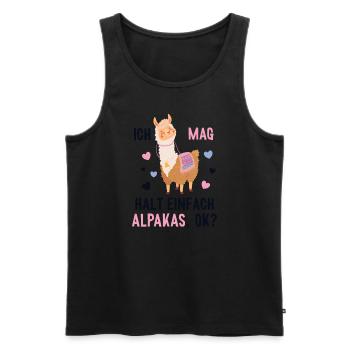 Ich mag einfach Alpakas Pako Lama Huacaya Alpaca - Männer Premium Bio Tank Top - Schwarz - Vorne - Michal (187cm)