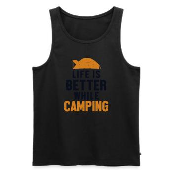 La vie est meilleure en camping Tentes de camping - Débardeur bio Premium Homme - noir - Devant - AI Model Male 178 light (178cm)