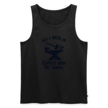 Coffee and my Anvil Blacksmith Forging - Men's Premium Organic Tank Top - black - Front - AI Model Male 178 light (178cm)