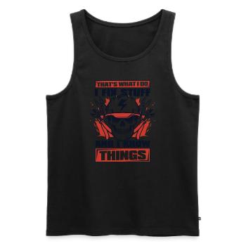 I Fix Stuff And I Know Things Elektroinstallateur - Männer Premium Bio Tank Top - Schwarz - Vorne - Michal (187cm)