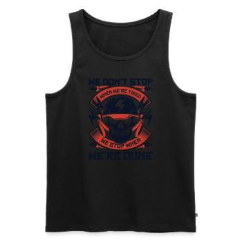 Electrician Stop When We're Done Elektrotechniker - Men's Premium Organic Tank Top - black - Front - AI Model Male 178 light (178cm)