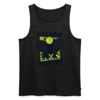 Moins de travail Plus de tennis Entraîneur de tennis Joueur de tennis - Débardeur bio Premium Homme - noir - Devant - Michal (187cm)