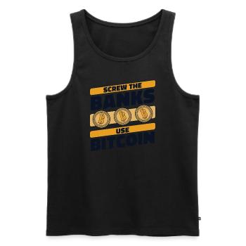 Les banques utilisent Bitcoin Crypto Crypto Crypto - Débardeur bio Premium Homme - noir - Devant - Michal (187cm)