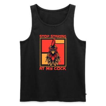 Stop Staring At My Cock Farming Organic Farmer - Men's Premium Organic Tank Top - black - Front - AI Model Male 178 light (178cm)