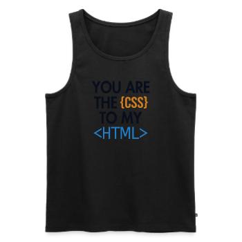 Vous êtes le CSS de mon HTML Developer Coder - Débardeur bio Premium Homme - noir - Devant - Michal (187cm)