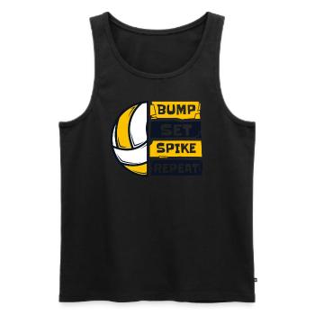 Bump Set Spike Repeat Volleyballfreak Volleyball - Männer Premium Bio Tank Top - Schwarz - Vorne - Michal (187cm)