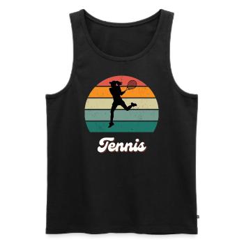 Retro Tennis Legend - Men's Premium Organic Tank Top - black - Front - Michal (187cm)