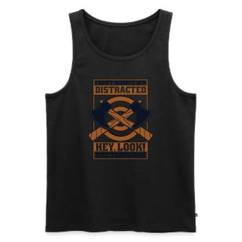 Lass dich nicht immer ablenken Schau Axt Wurfaxt - Männer Premium Bio Tank Top - Schwarz - Vorne - AI Model Male 178 light (178cm)