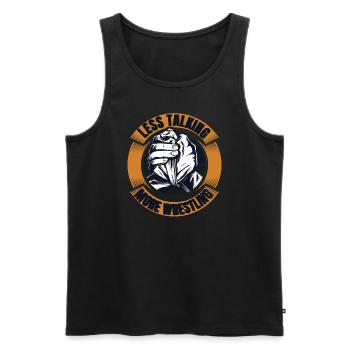 Less Talking More Wrestling Exercise Trainer Arm - Männer Premium Bio Tank Top - Schwarz - Vorne - Michal (187cm)