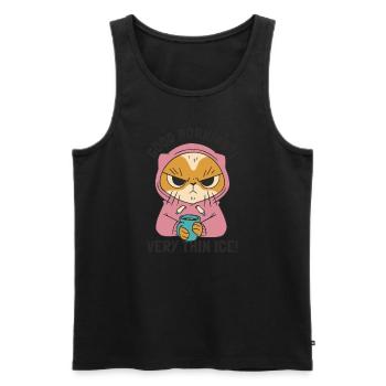 Good Morning Very Thin Ice Hauskatze Miezekatze - Männer Premium Bio Tank Top - Schwarz - Vorne - AI Model Male 178 light (178cm)