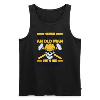 Never Underestimate An Old Man With Sledgehammer - Men's Premium Organic Tank Top - black - Front - Michal (187cm)
