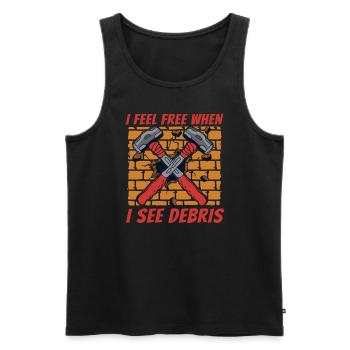 Ich fühle mich frei, wenn ich Trümmer Haus Wrecker House sehe - Männer Premium Bio Tank Top - Schwarz - Vorne - AI Model Male 178 light (178cm)