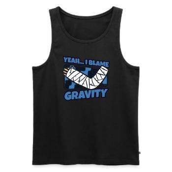 I Blame Gravity Broken Bone Broken Finger Bone - Men's Premium Organic Tank Top - black - Front - AI Model Male 178 light (178cm)