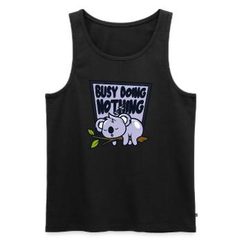 Occupé à ne rien faire Koalabear Amoureux de l’eucalyptus - Débardeur bio Premium Homme - noir - Devant - Michal (187cm)