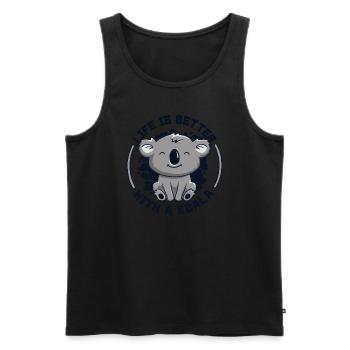 La vie est plus belle avec un koala koalabear eucalyptus - Débardeur bio Premium Homme - noir - Devant - Michal (187cm)