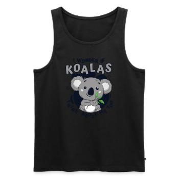 Pense à moi aussi Koalabear Amoureux de l’eucalyptus - Débardeur bio Premium Homme - noir - Devant - Michal (187cm)