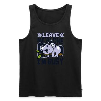 Laisse-moi tranquille, je suis occupé Koalabear Eucalyptus - Débardeur bio Premium Homme - noir - Devant - Michal (187cm)