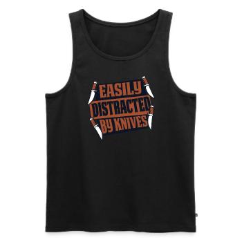 Leicht abgelenkt durch Messer Metzgermesser Messer - Männer Premium Bio Tank Top - Schwarz - Vorne - AI Model Male 178 light (178cm)