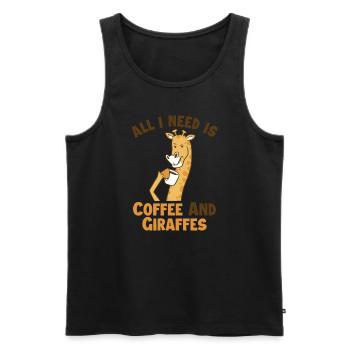 Kaffee und meine Giraffen, Giraffidae, Nubien, Afrikaner - Männer Premium Bio Tank Top - Schwarz - Vorne - AI Model Male 178 light (178cm)