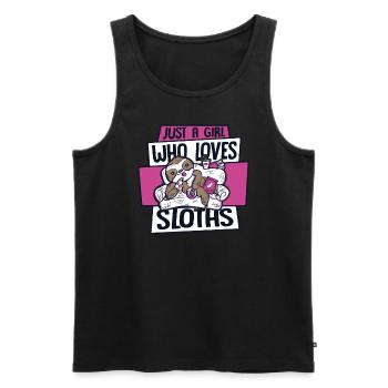 Girl Who Loves Sloths Pilosa Folivora - Men's Premium Organic Tank Top - black - Front - Michal (187cm)