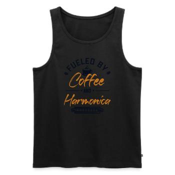 Fueled by Coffee and Harmonica Mouth Harp - Men's Premium Organic Tank Top - black - Front - Michal (187cm)