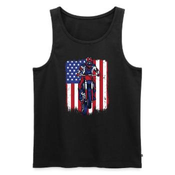 Motocross Drapeau américain Pilotes de course de moto - Débardeur bio Premium Homme - noir - Devant - AI Model Male 178 light (178cm)