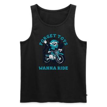 Vergiss Spielzeug, ich will einfach nur Motorradrennen fahren - Männer Premium Bio Tank Top - Schwarz - Vorne - Michal (187cm)