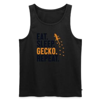 Eat Sleep Gecko Repeat Gekkota Crested Lizard - Men's Premium Organic Tank Top - black - Front - Michal (187cm)