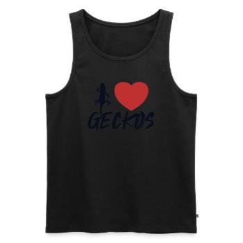 I love Geckos Crested Lizard Gekkota Leopard Gecko - Men's Premium Organic Tank Top - black - Front - Michal (187cm)