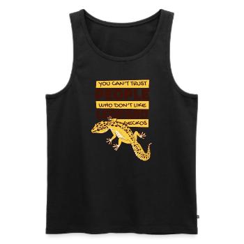 Je ne peux pas faire confiance aux gens qui n’aiment pas les geckos léopards - Débardeur bio Premium Homme - noir - Devant - Michal (187cm)