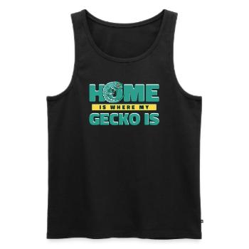 Zuhause ist, wo mein Gecko Schopfeidechsenleopard ist - Männer Premium Bio Tank Top - Schwarz - Vorne - AI Model Male 178 light (178cm)