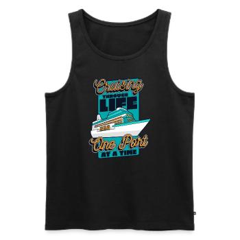 Eine Kreuzfahrt durch das Leben, ein Hafen nach dem anderen - Männer Premium Bio Tank Top - Schwarz - Vorne - Michal (187cm)