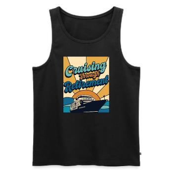 Cruising Through Retirement Cruise Ship Cruise - Men's Premium Organic Tank Top - black - Front - AI Model Male 178 light (178cm)