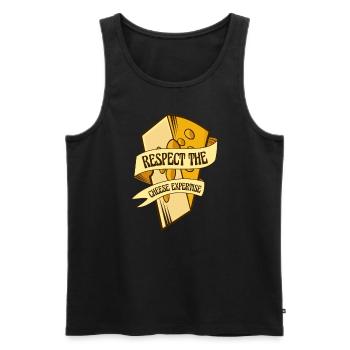 Respektieren Sie den Käse-Know-how-Käsehändler - Männer Premium Bio Tank Top - Schwarz - Vorne - AI Model Male 178 light (178cm)