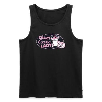 Gecko fou Lady lézard Gekkota léopard à crête - Débardeur bio Premium Homme - noir - Devant - Michal (187cm)