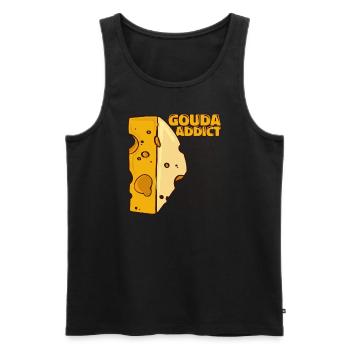 Gouda Addict Queso Fromager Amateur de Gouda - Débardeur bio Premium Homme - noir - Devant - Michal (187cm)