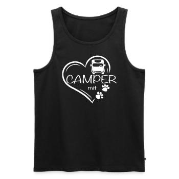 Camping-car avec coeur et pattes de chien - Débardeur bio Premium Homme - noir - Devant - Michal (187cm)