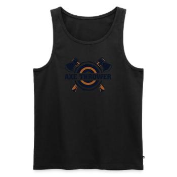 Axe Thrower Axe Throwing Game Competition Axe - Men's Premium Organic Tank Top - black - Front - Michal (187cm)