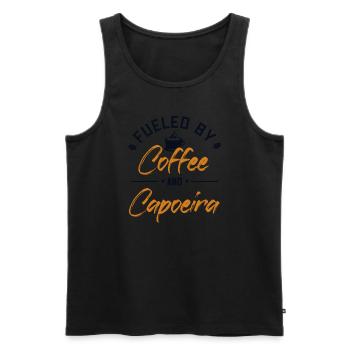 Angetrieben von Kaffee und Capoeira Capoeirista Ginga - Männer Premium Bio Tank Top - Schwarz - Vorne - AI Model Male 178 light (178cm)