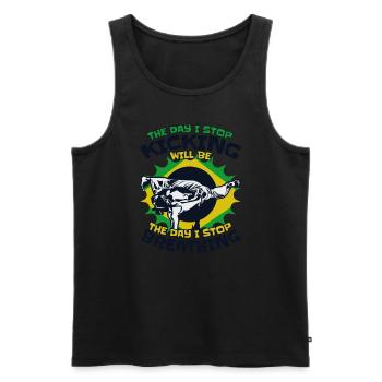Der Tag, an dem ich aufhöre, den Ginga Capoeirista Tanz zu kicken - Männer Premium Bio Tank Top - Schwarz - Vorne - Michal (187cm)